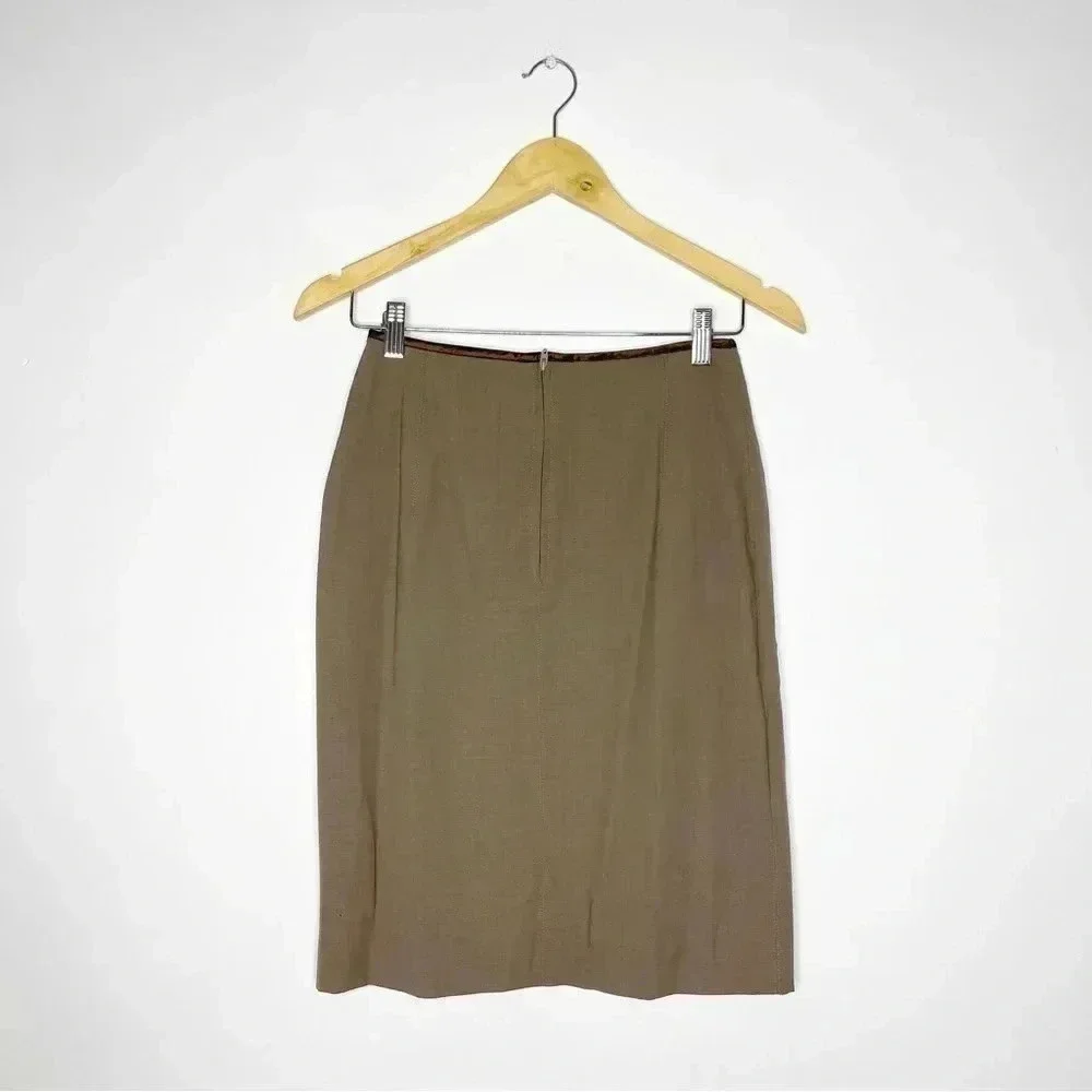 Jean Paul Gaultier Femme Brown Women’s Wool Pencil Skirt Size 6 designer